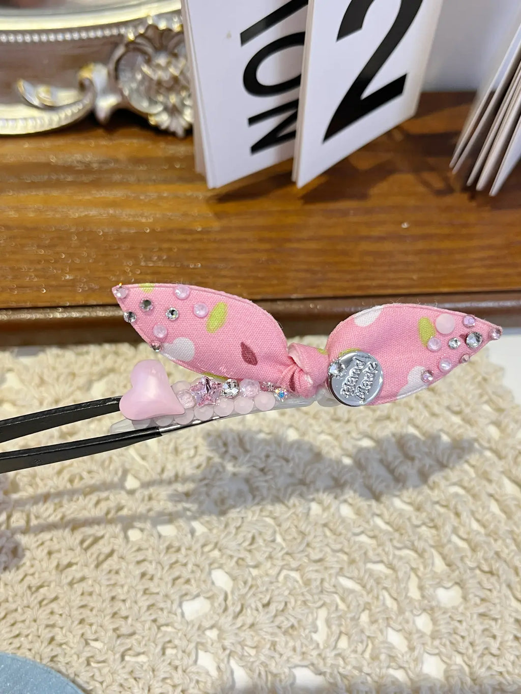 Tinselpaw Signature Silver Plaque Bow | Hand-Crafted 5A Crystal & Layered Organza Pet Clip