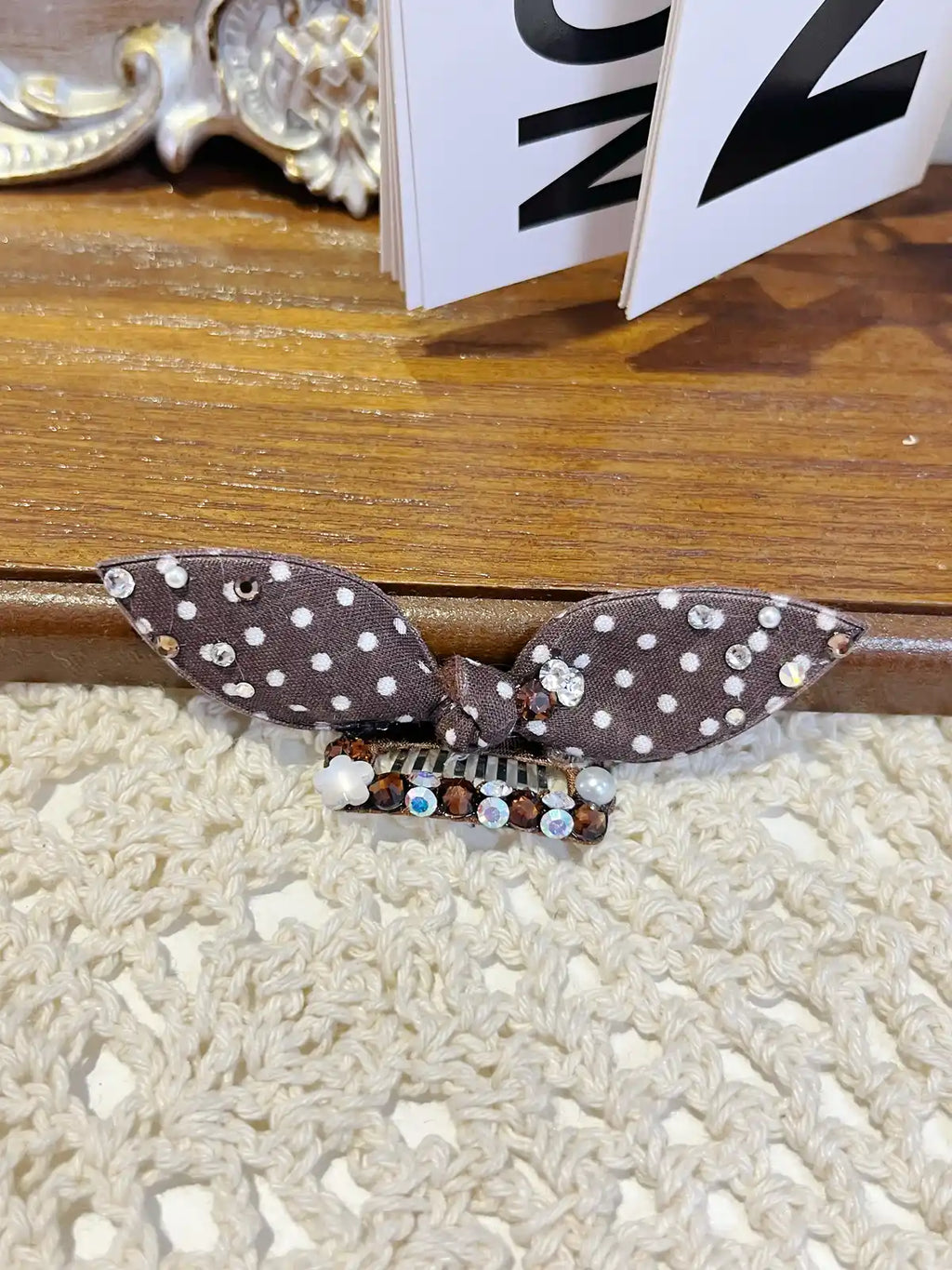 Tinselpaw Artisan French Vintage Dog Bows | Polka Dot & Gingham Non-Slip Pet Clips