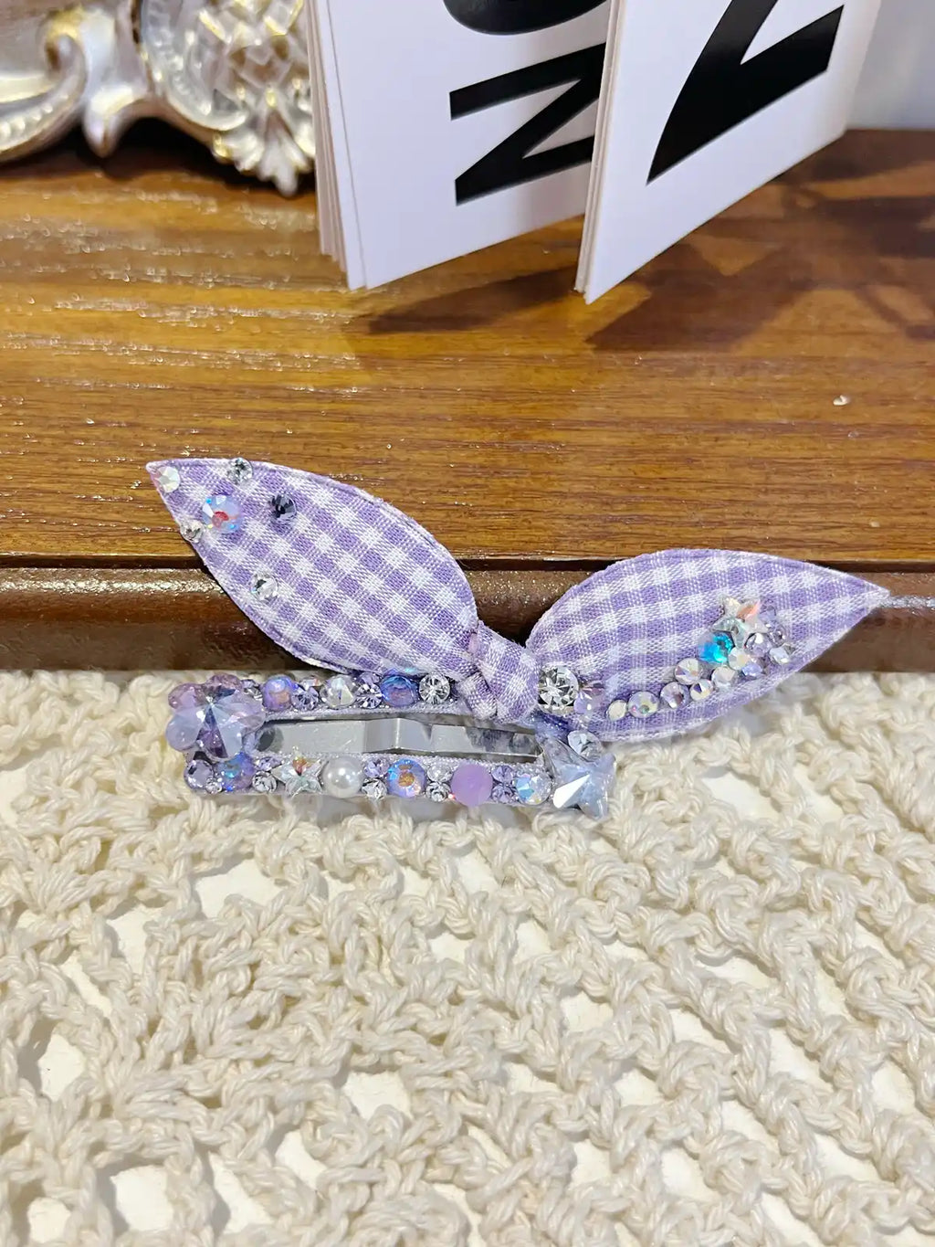 Tinselpaw Artisan Multi-Color Gingham Dog Bows | Professional Non-Slip Pet Clips with Heart Charm