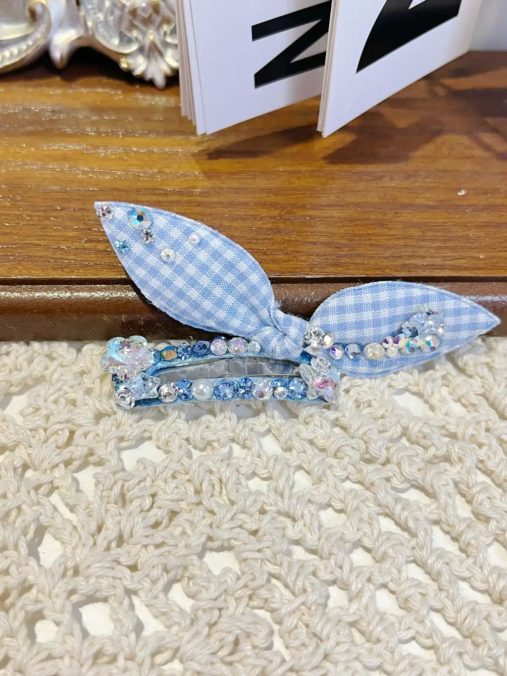 Tinselpaw Artisan Multi-Color Gingham Dog Bows | Professional Non-Slip Pet Clips with Heart Charm