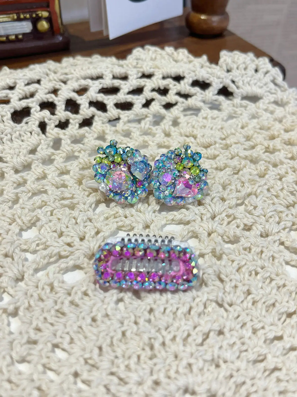 Tinselpaw Sparkling Berry Duo | Hand-Crafted Full-Encrusted Strawberry Snout & Head Clip Set