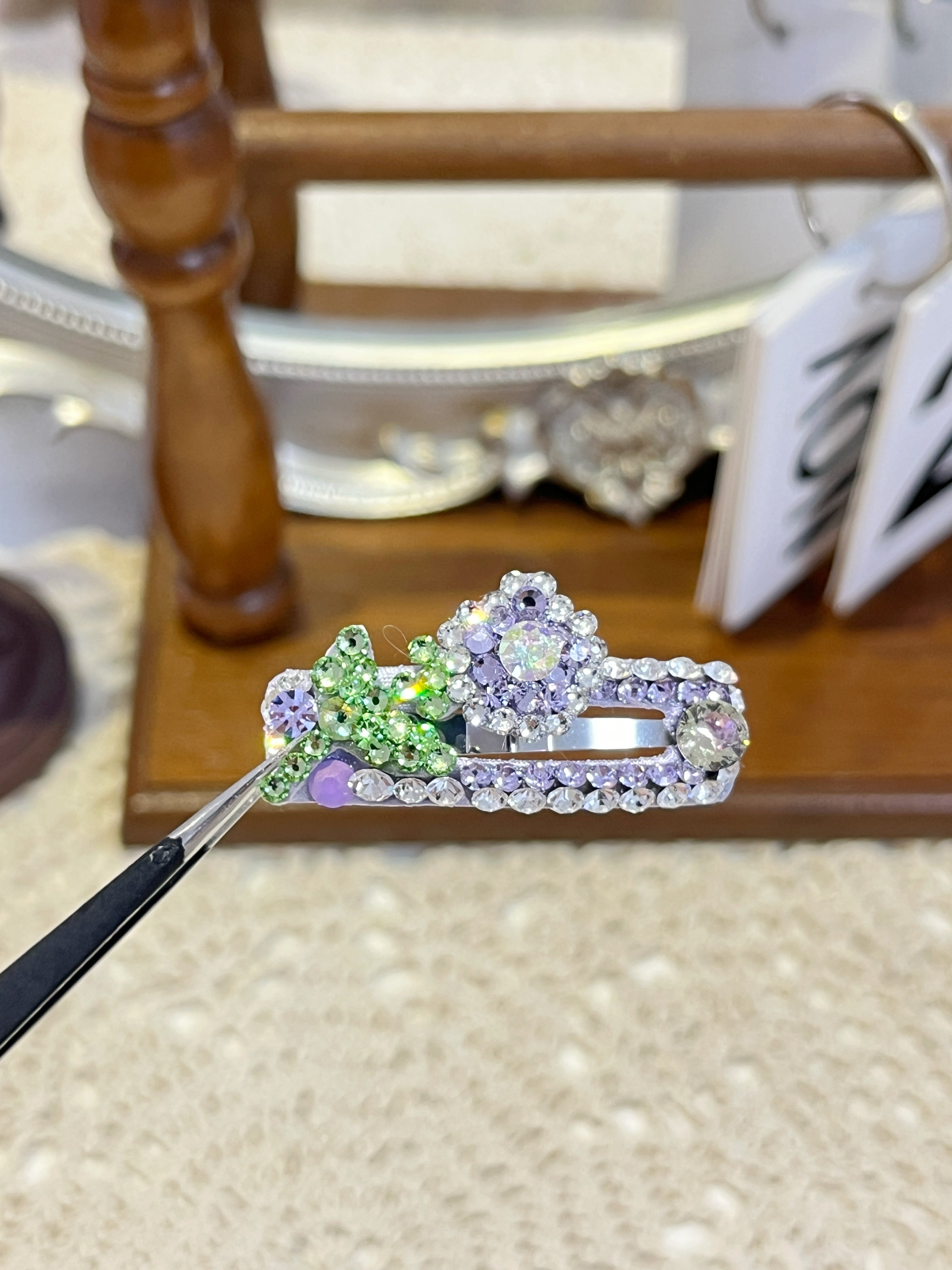 Artisan Floral Crown | Hand-Crafted Top-Knot Crystal Clip