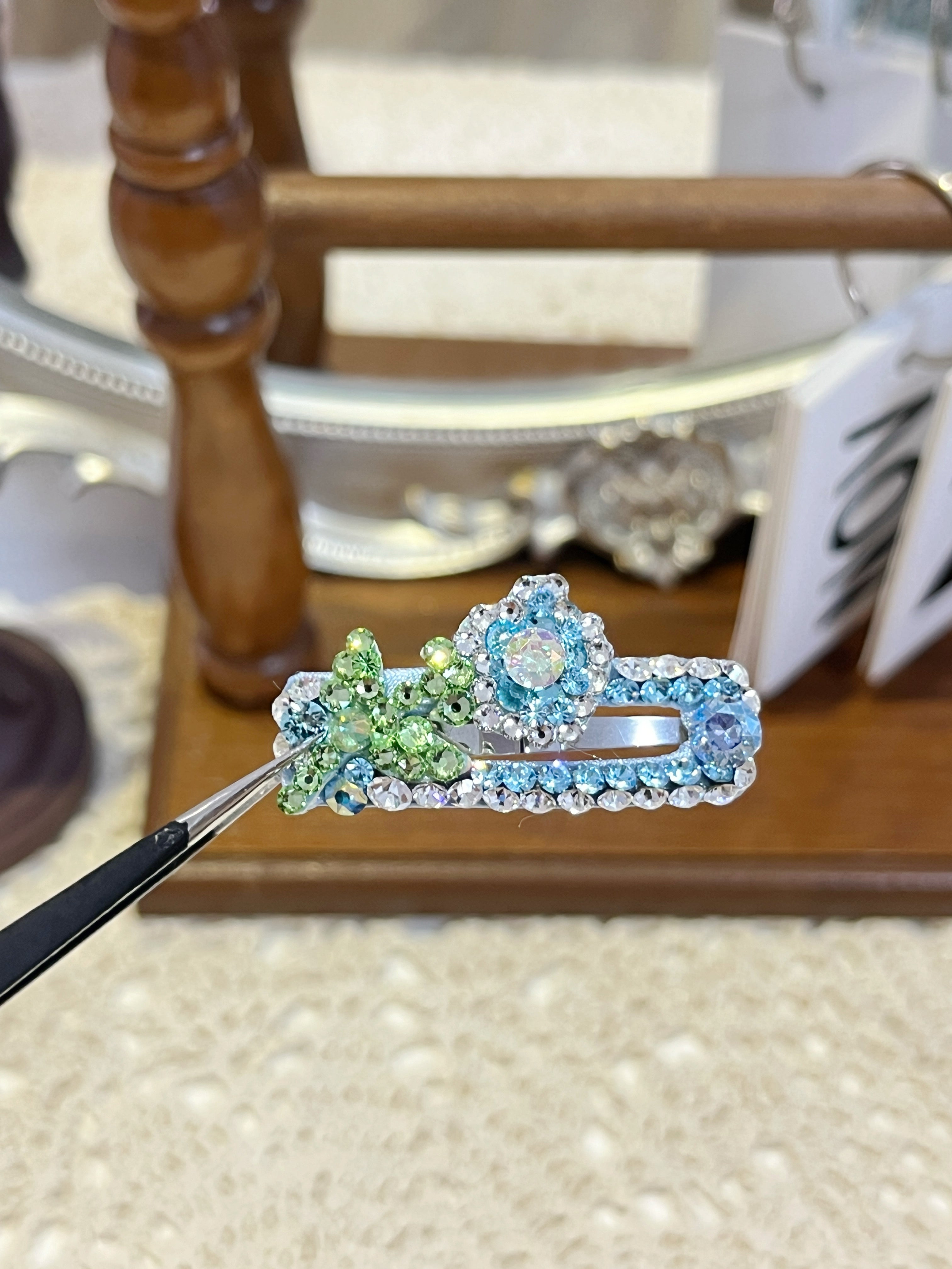 Artisan Floral Crown | Hand-Crafted Top-Knot Crystal Clip