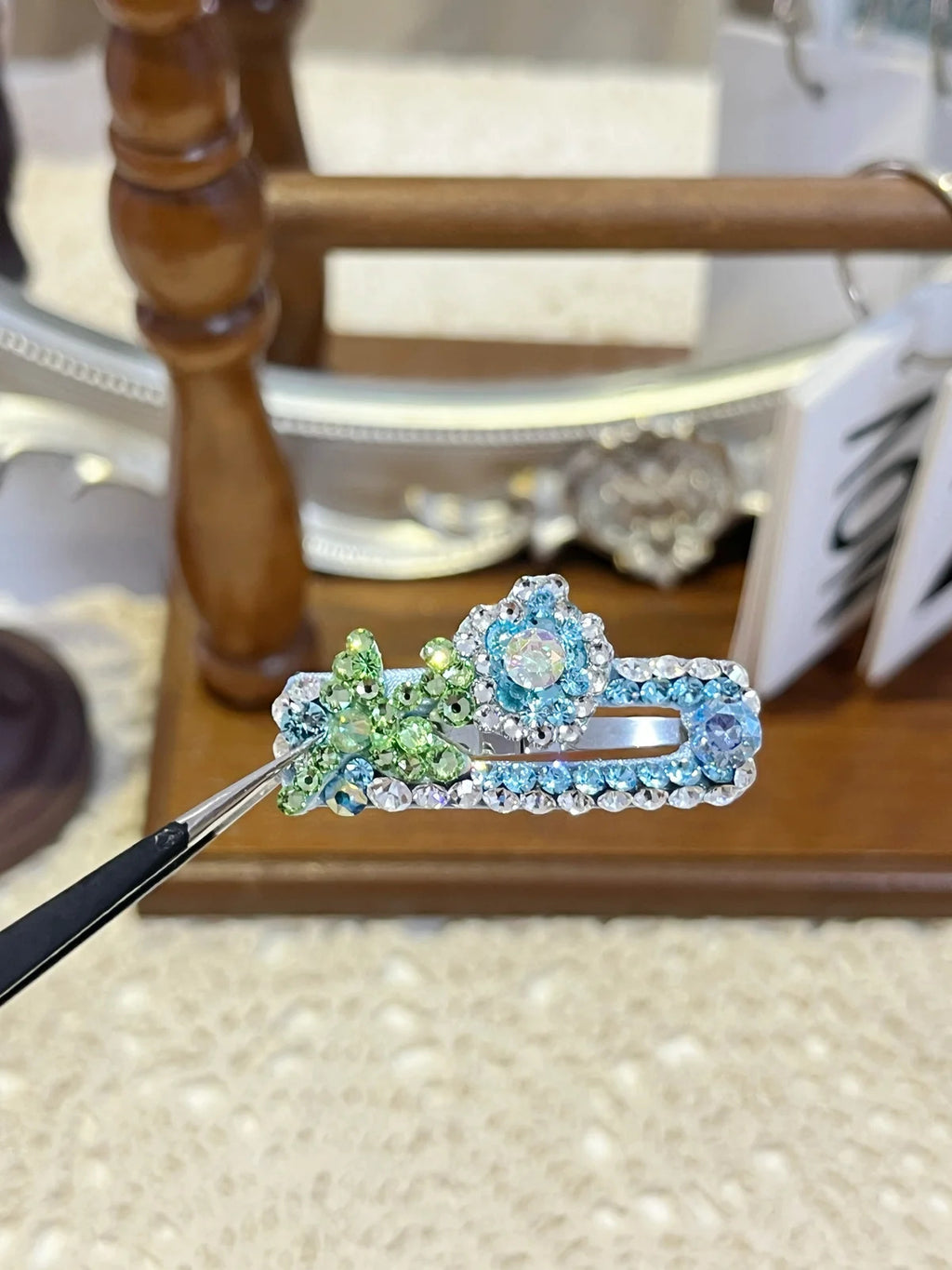 Artisan Floral Crown | Hand-Crafted Top-Knot Crystal Clip