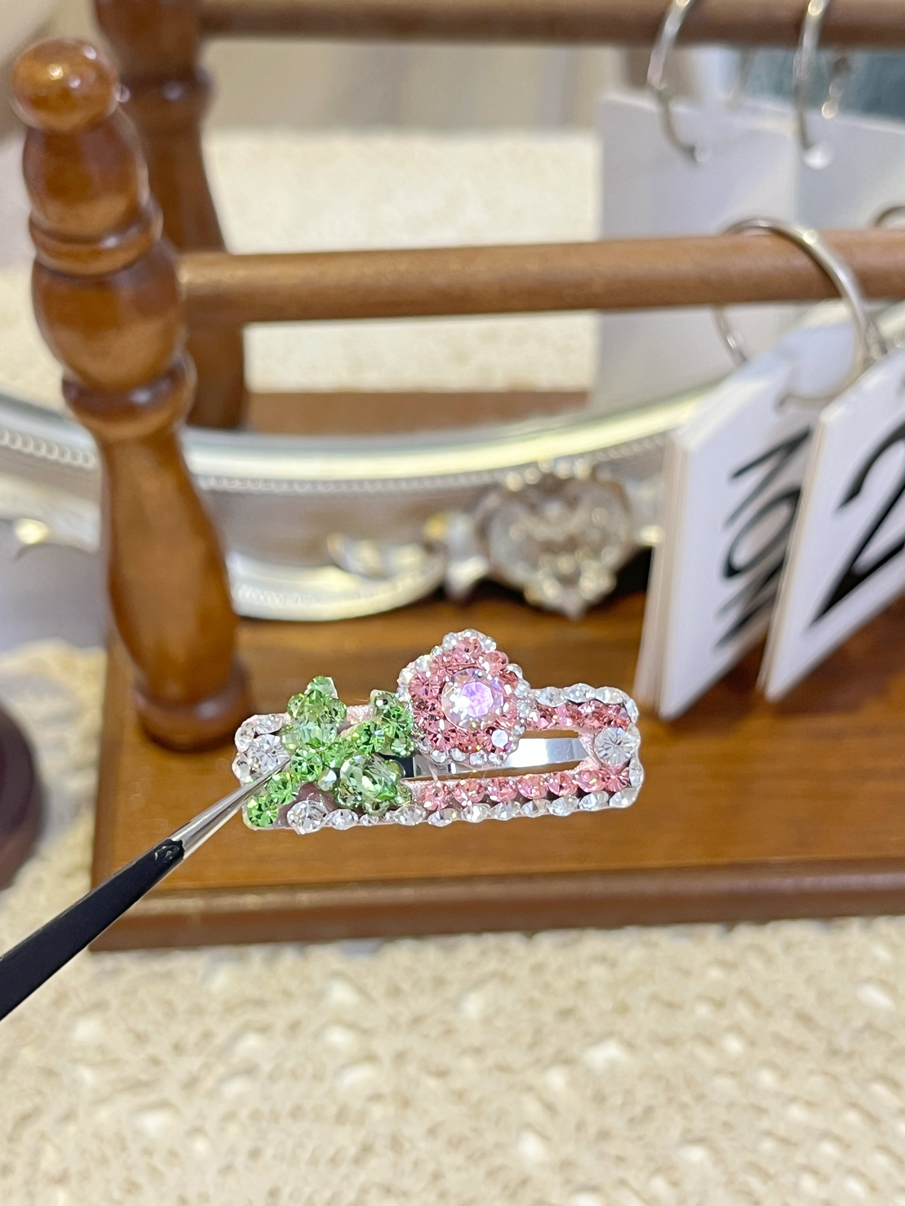 Artisan Floral Crown | Hand-Crafted Top-Knot Crystal Clip