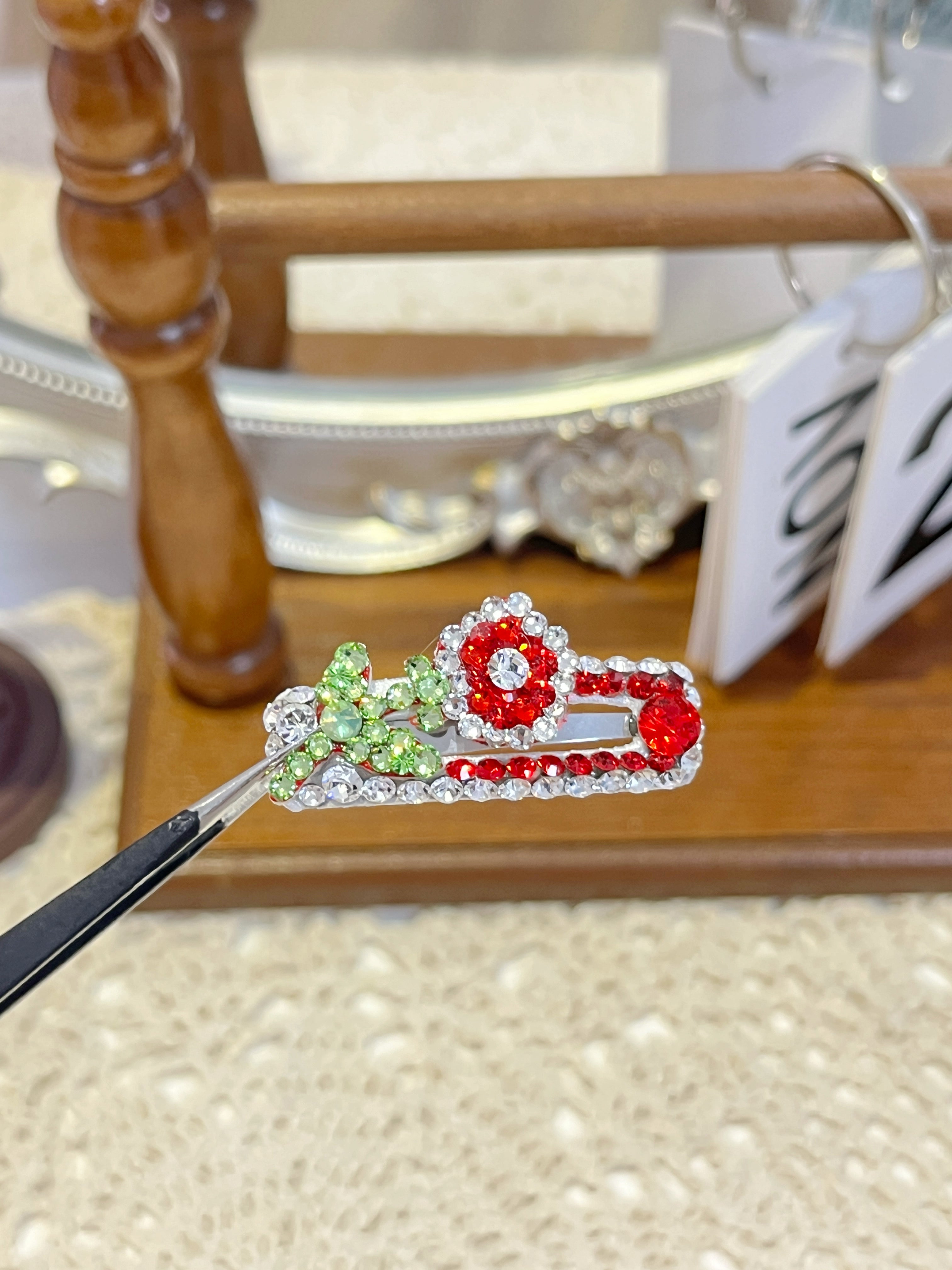 Artisan Floral Crown | Hand-Crafted Top-Knot Crystal Clip