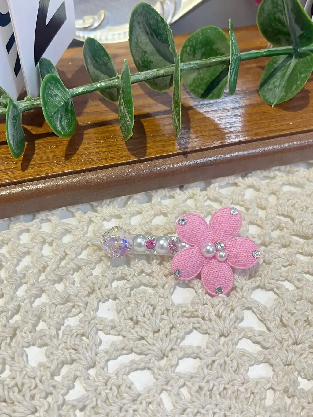 Tinselpaw Triple-Luxe Bloom | Hand-Crafted 5A Crystal, Pearl & Organza Pet Bow Clip