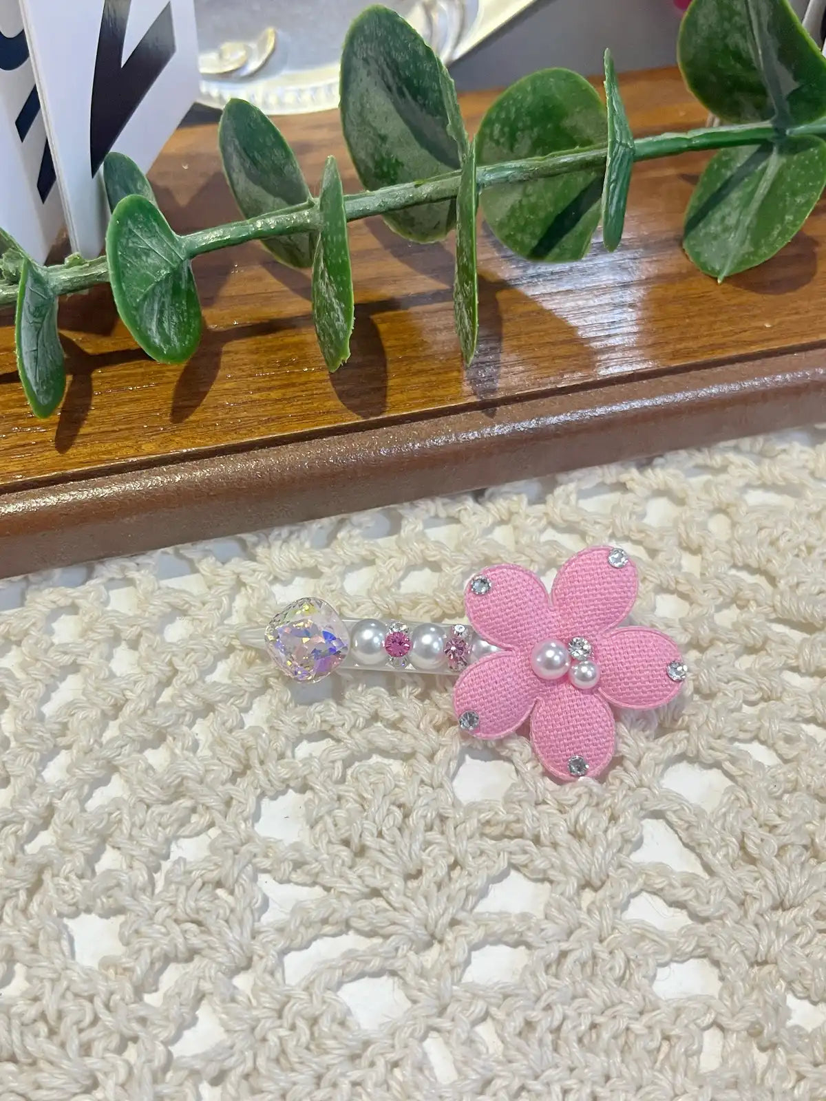 Tinselpaw Triple-Luxe Bloom | Hand-Crafted 5A Crystal, Pearl & Organza Pet Bow Clip