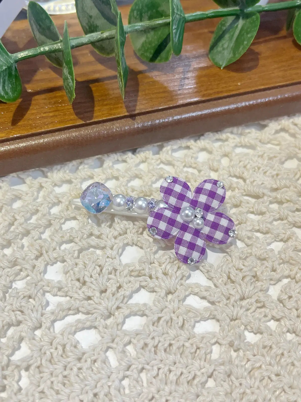 Tinselpaw Triple-Luxe Bloom | Hand-Crafted 5A Crystal, Pearl & Organza Pet Bow Clip