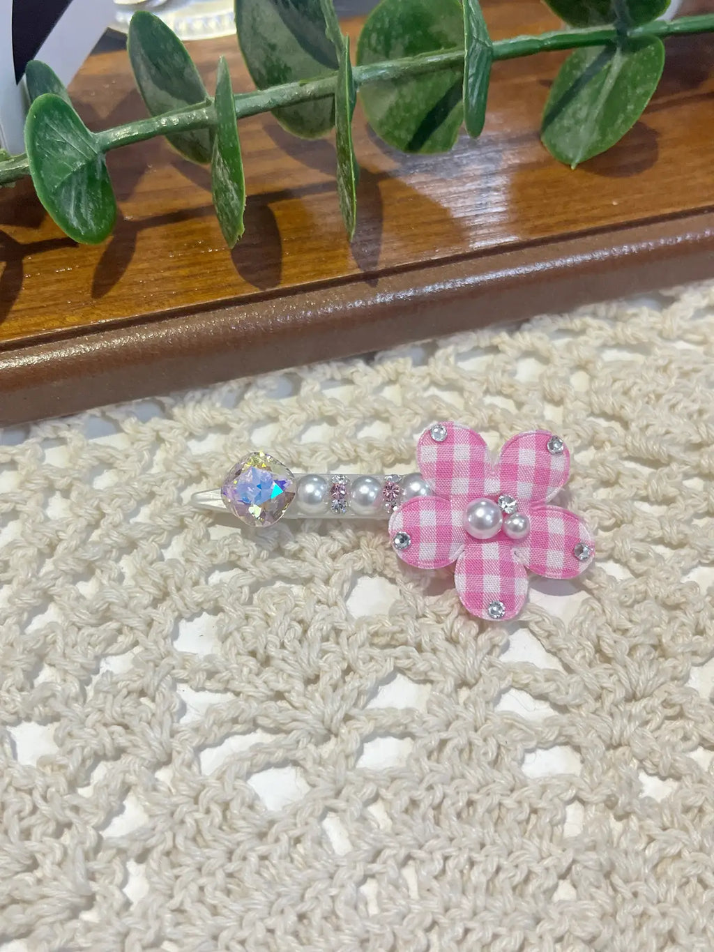 Tinselpaw Triple-Luxe Bloom | Hand-Crafted 5A Crystal, Pearl & Organza Pet Bow Clip