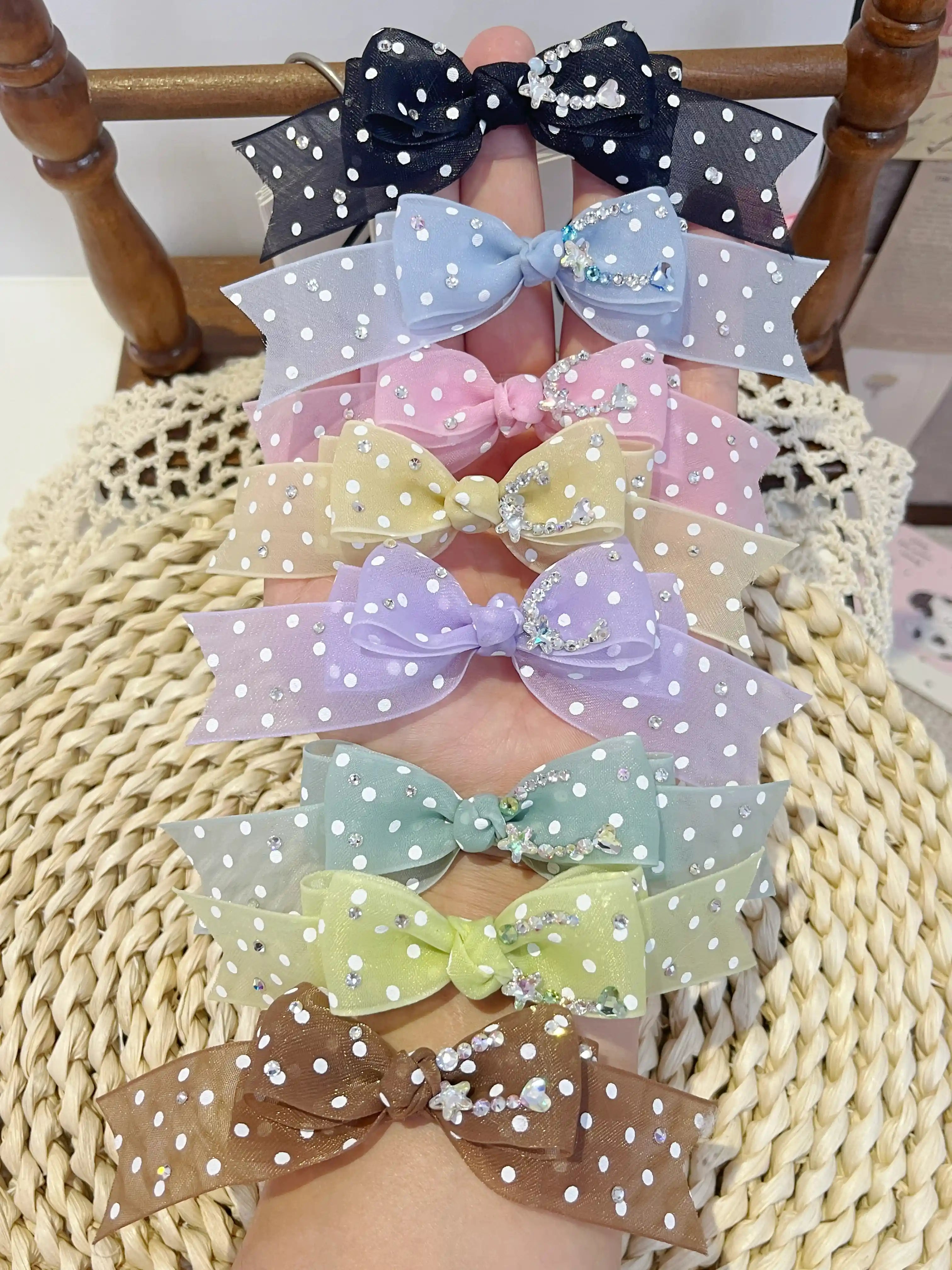Tinselpaw Silky Ethereal Series: Hand-Crafted Cloth Gauze & 5A Crystal Bows for Dogs & Cats