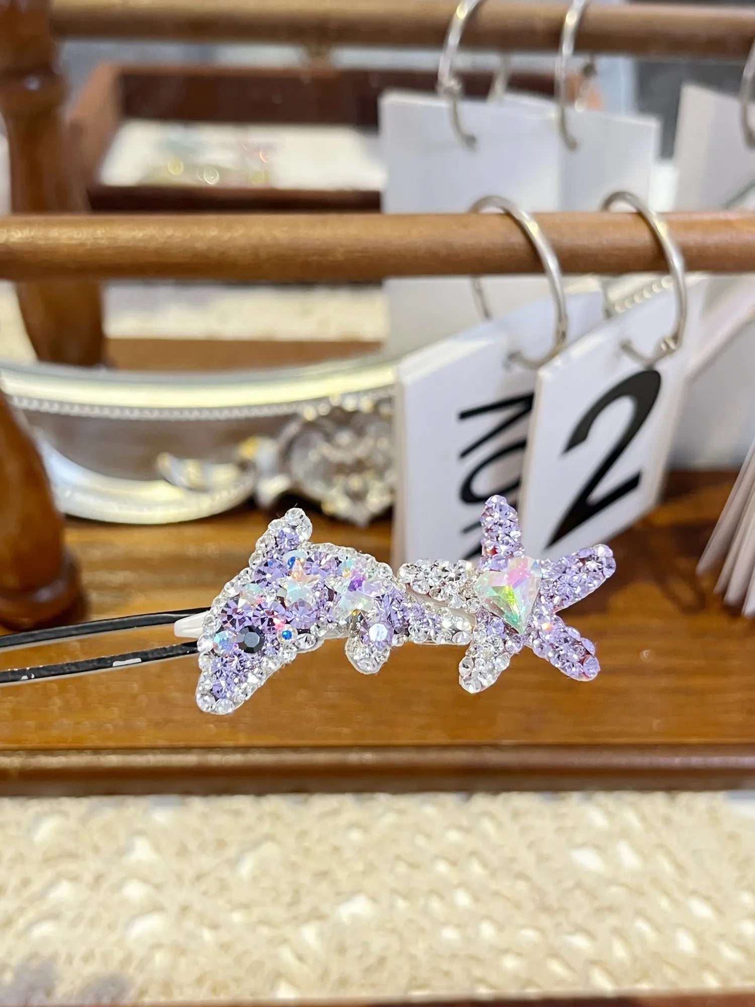 Crystal Dolphin | Artisan Hand-Crafted Top-Knot Pave Clip