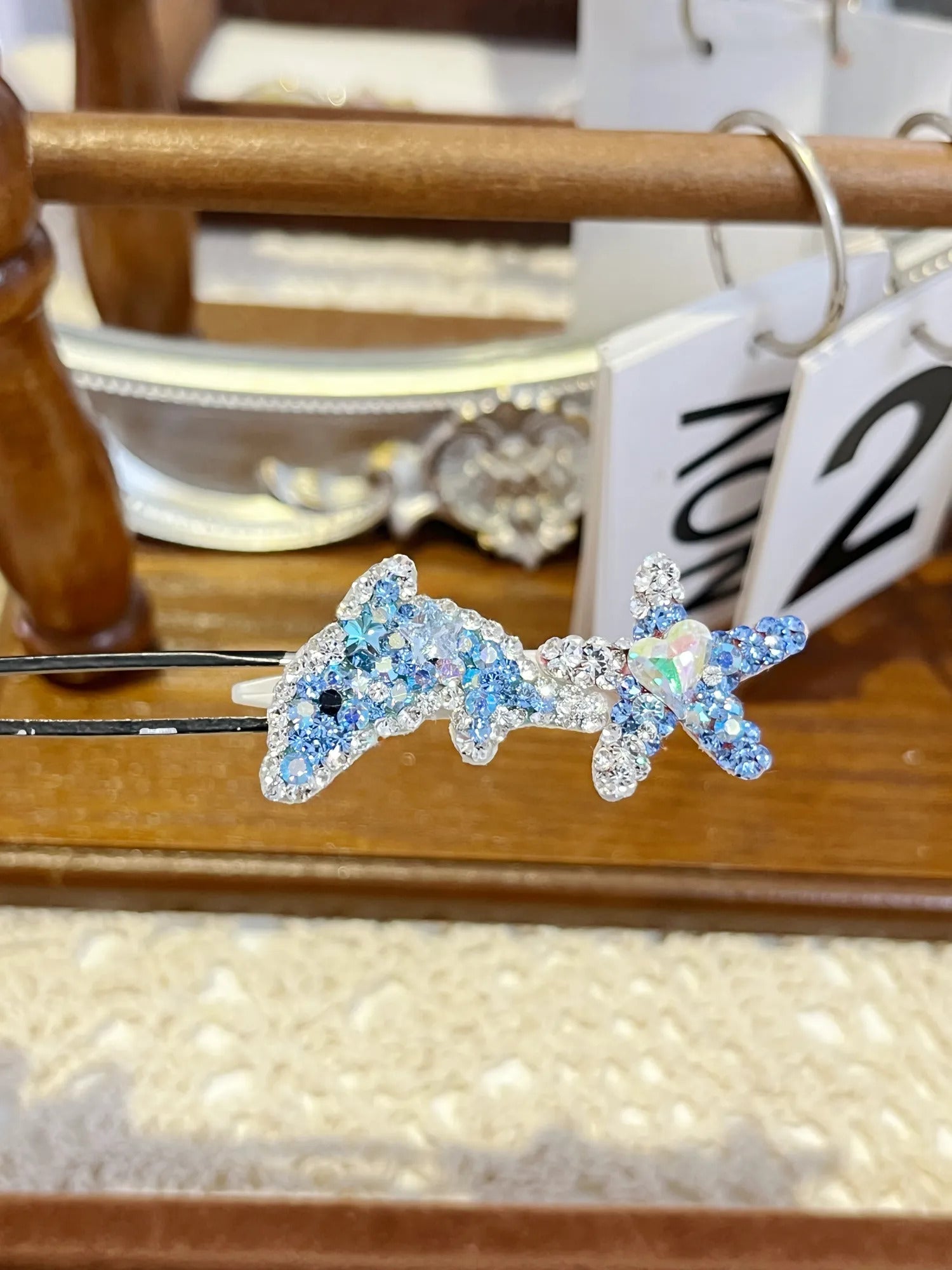 Crystal Dolphin | Artisan Hand-Crafted Top-Knot Pave Clip