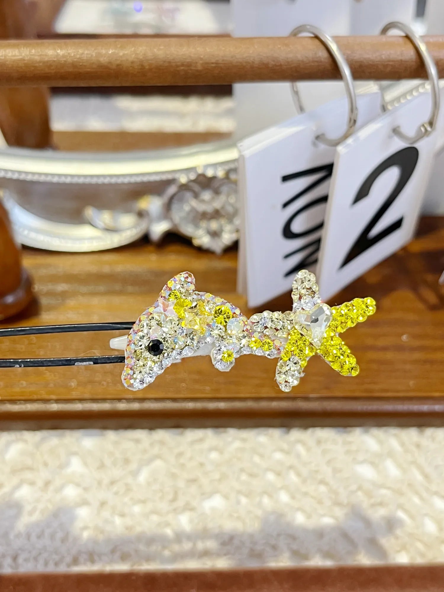 Crystal Dolphin | Artisan Hand-Crafted Top-Knot Pave Clip