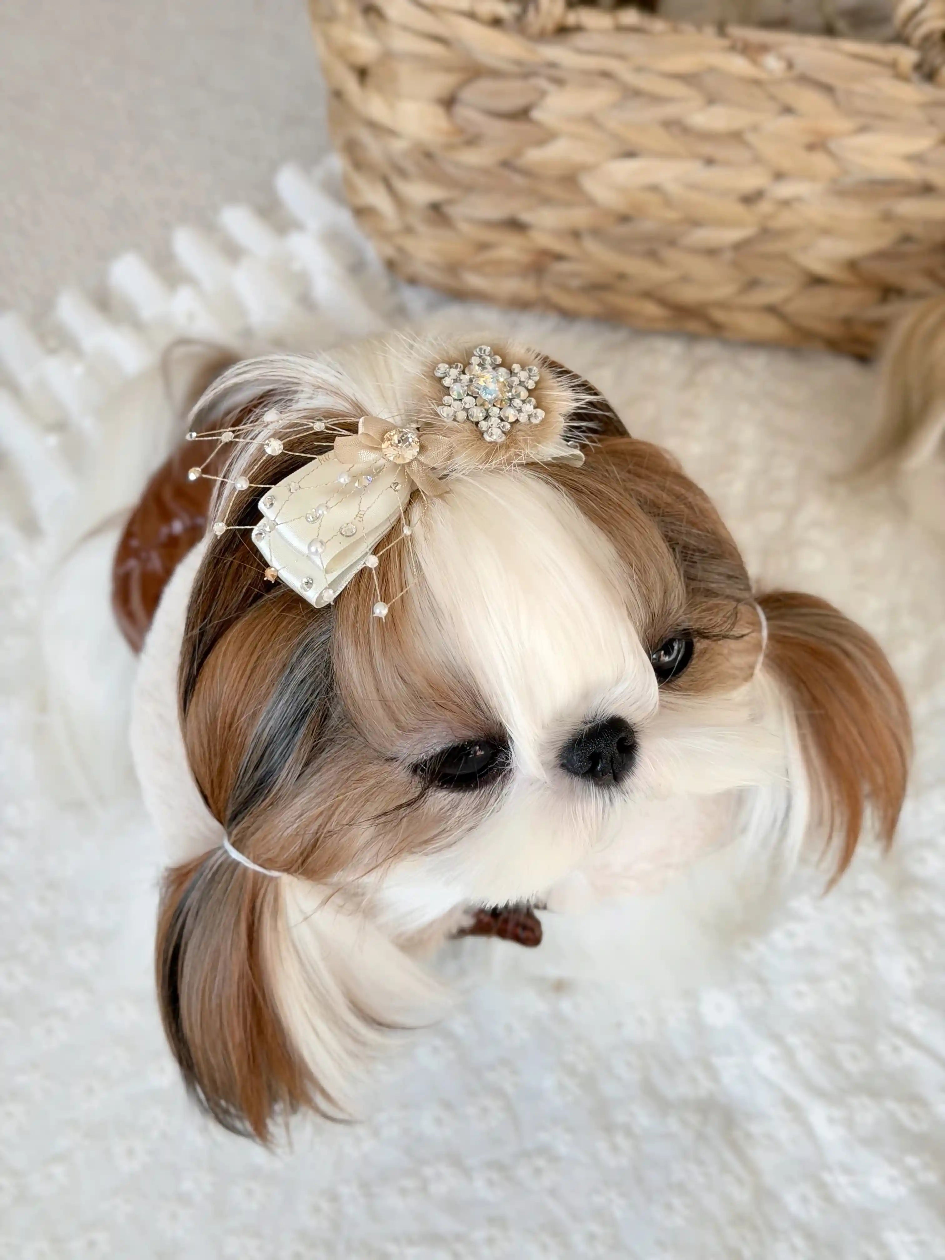Frozen Bloom Series | Artisan Hand-Crafted Top-Knot Snow-Fur Clip
