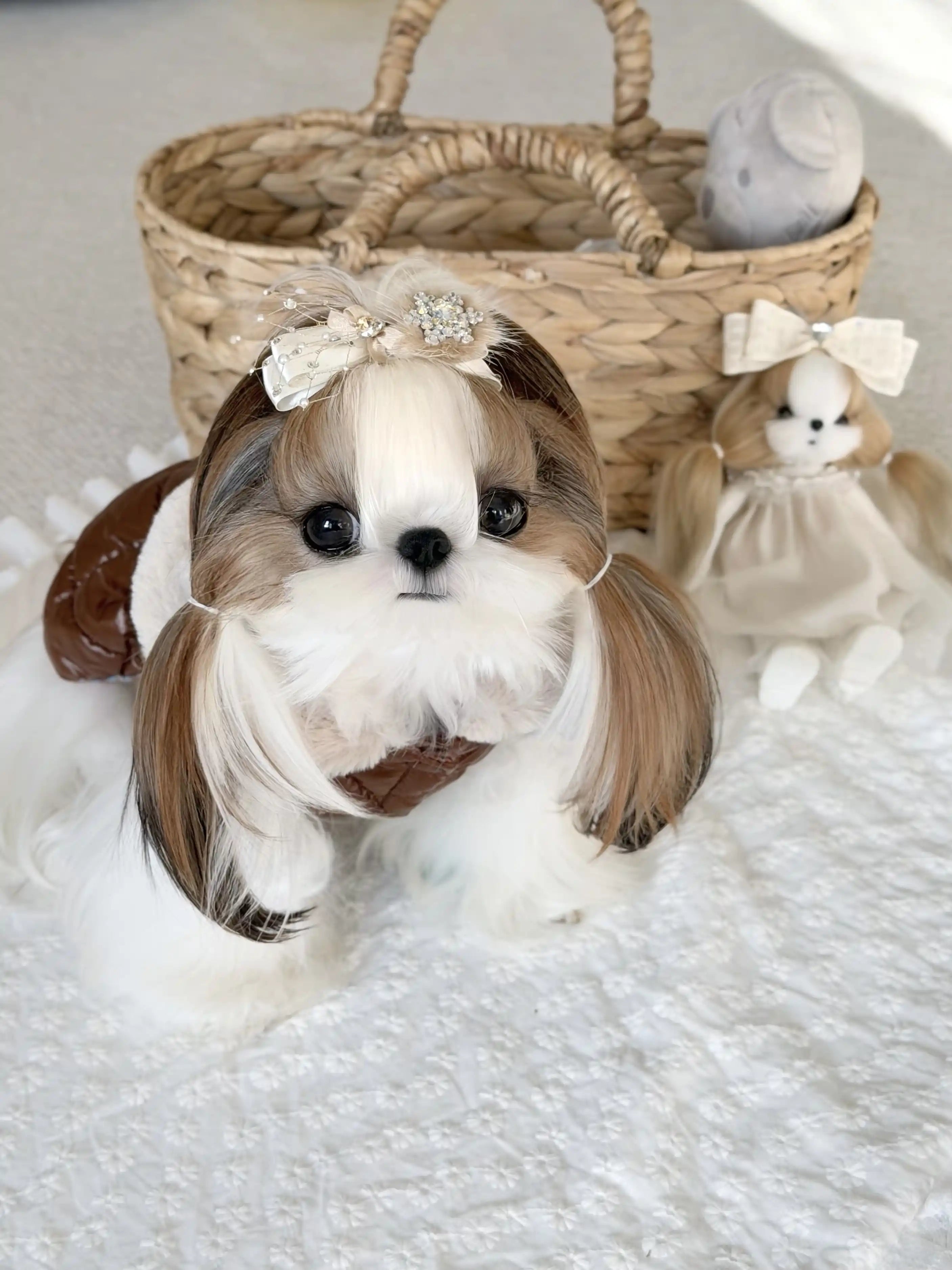 Frozen Bloom Series | Artisan Hand-Crafted Top-Knot Snow-Fur Clip