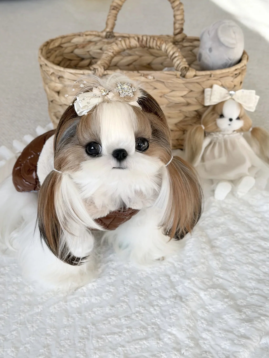 Frozen Bloom Series | Artisan Hand-Crafted Top-Knot Snow-Fur Clip