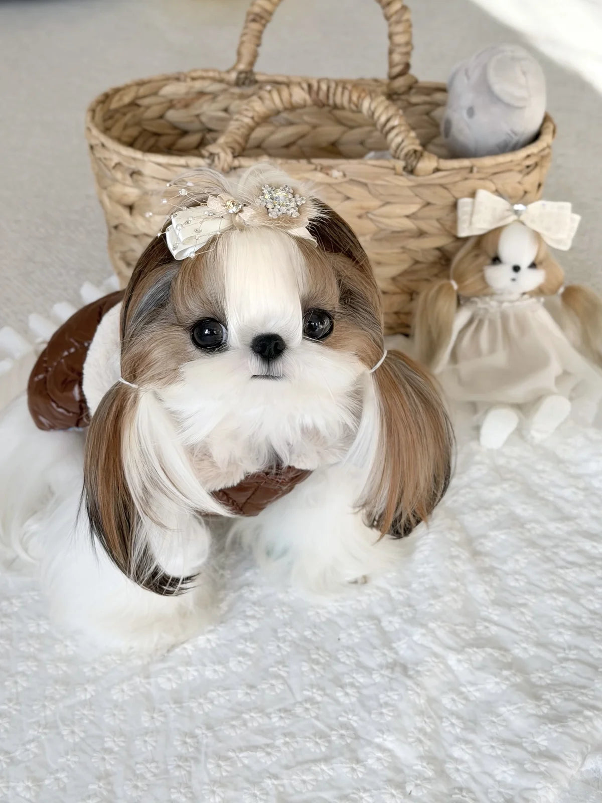 Frozen Bloom Series | Artisan Hand-Crafted Top-Knot Snow-Fur Clip