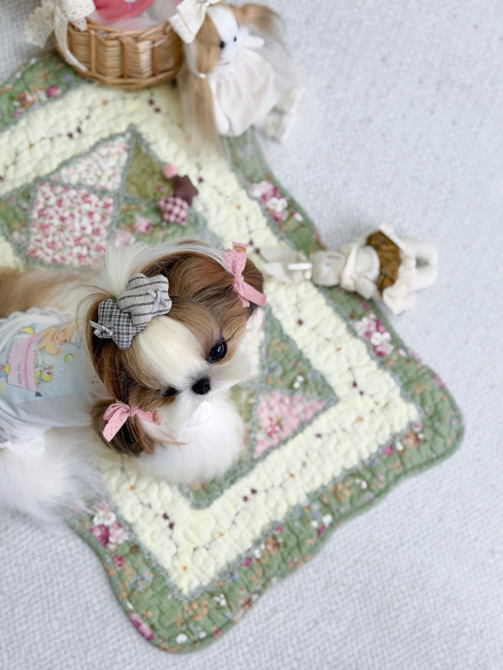 A Tinselpaw 100% Handmade Artisan Gingham Dog Bows | Twin-Star Non-Slip Boutique Hair Clips 🎀✨