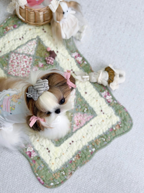 A Tinselpaw 100% Handmade Artisan Gingham Dog Bows | Twin-Star Non-Slip Boutique Hair Clips 🎀✨