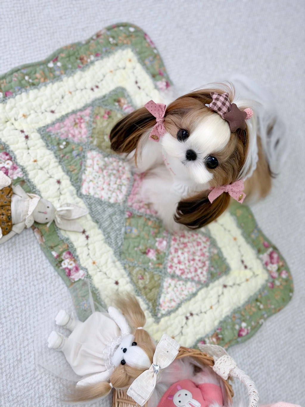 A Tinselpaw 100% Handmade Artisan Gingham Dog Bows | Twin-Star Non-Slip Boutique Hair Clips 🎀✨