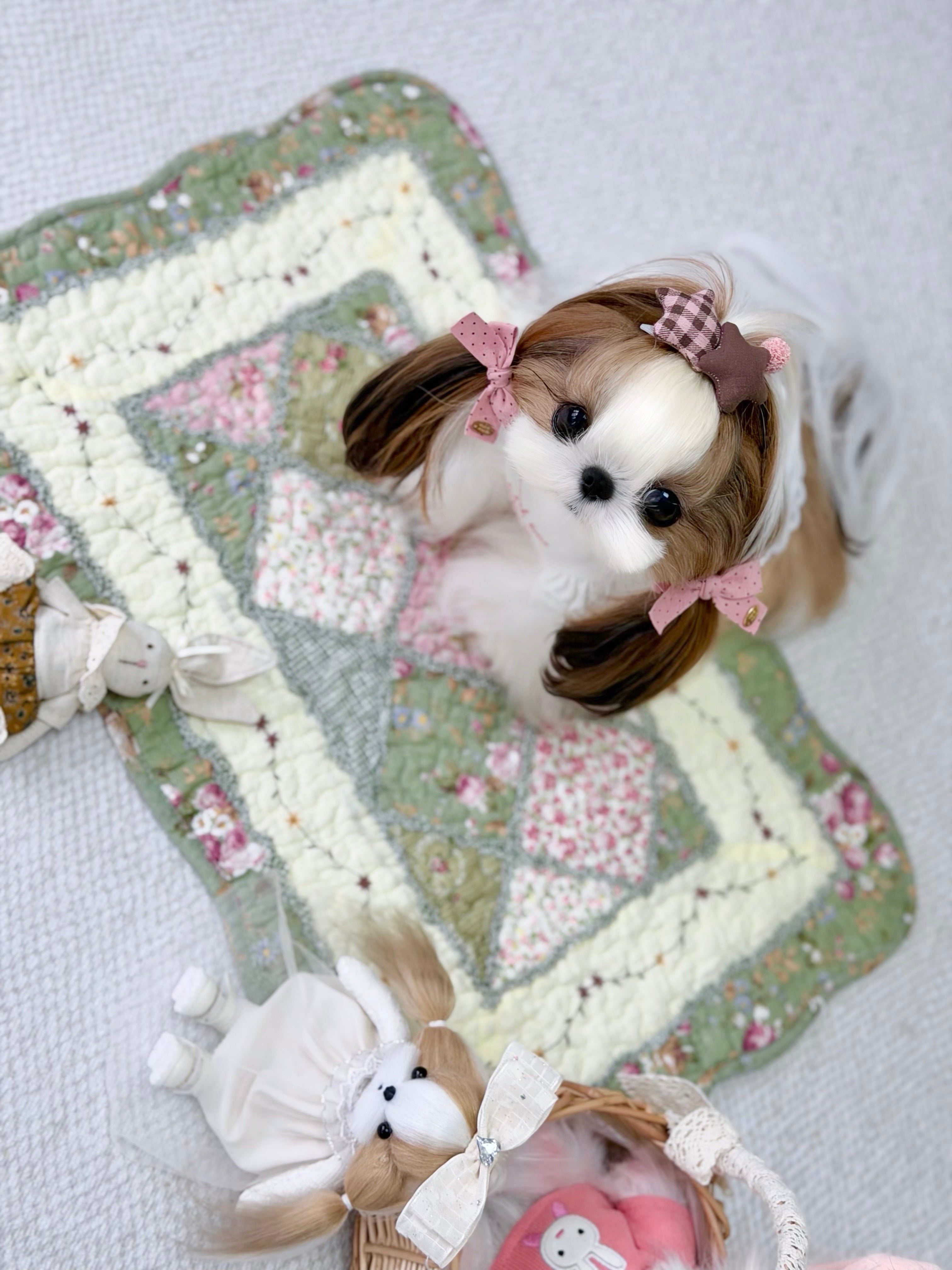 A Tinselpaw 100% Handmade Artisan Gingham Dog Bows | Twin-Star Non-Slip Boutique Hair Clips 🎀✨