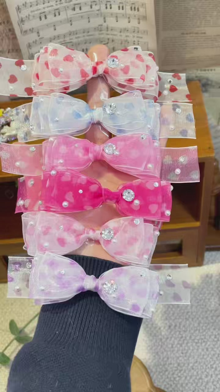 Sweetheart Gauze Series | Artisan Hand-Crafted Top-Knot Crystal Bows