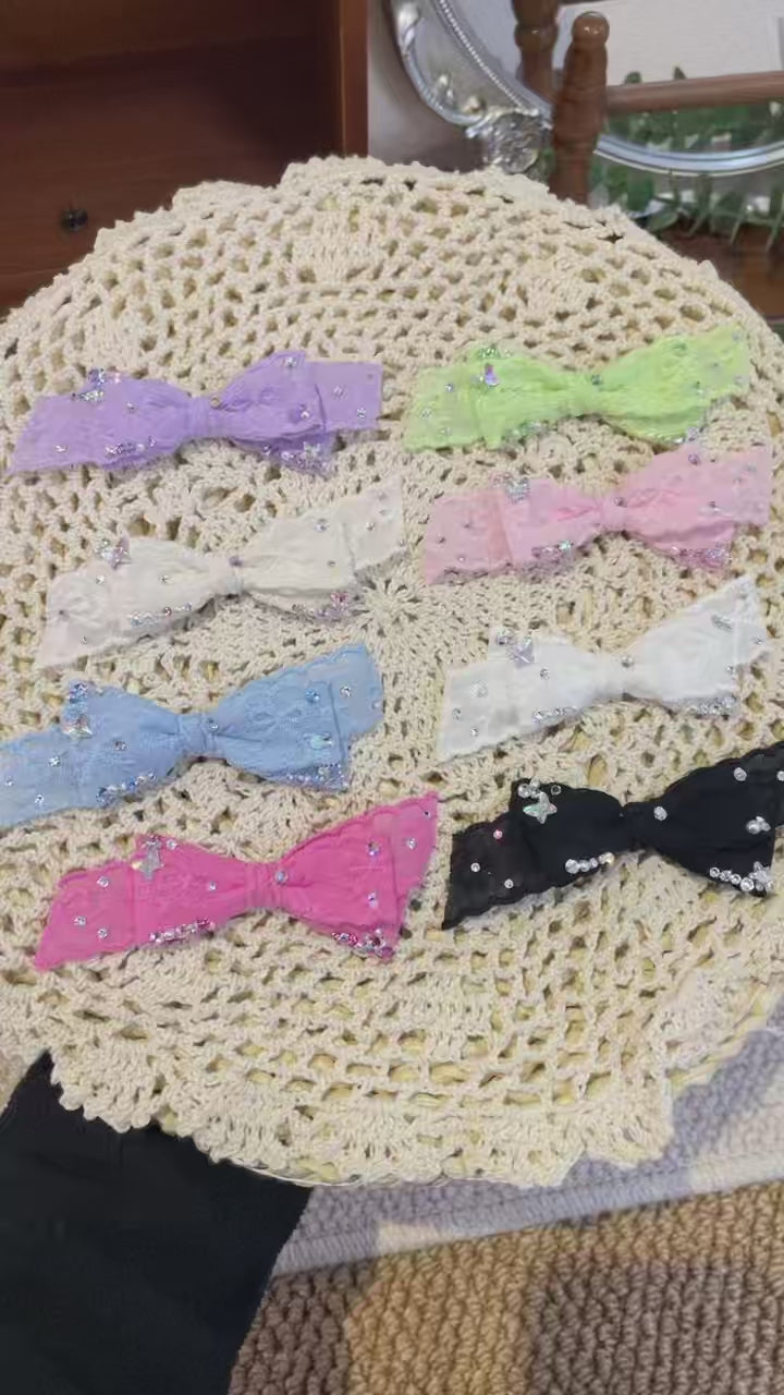 Tinselpaw? Handmade Luxury Lace Dog Bows | 5A Crystal Non-Slip Pet Hair Clips